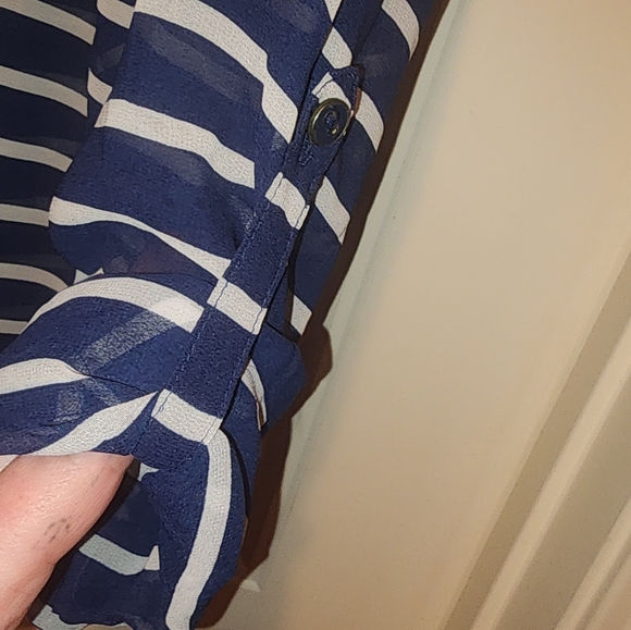 Sheer navy and white striped blouse by A.n.a - Picture 4 of 5